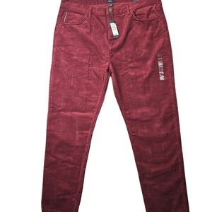 Tommy Hilfiger Men's Modern-Fit Stretch Corduroy Pants Burgundy 36x20 NWT E04398